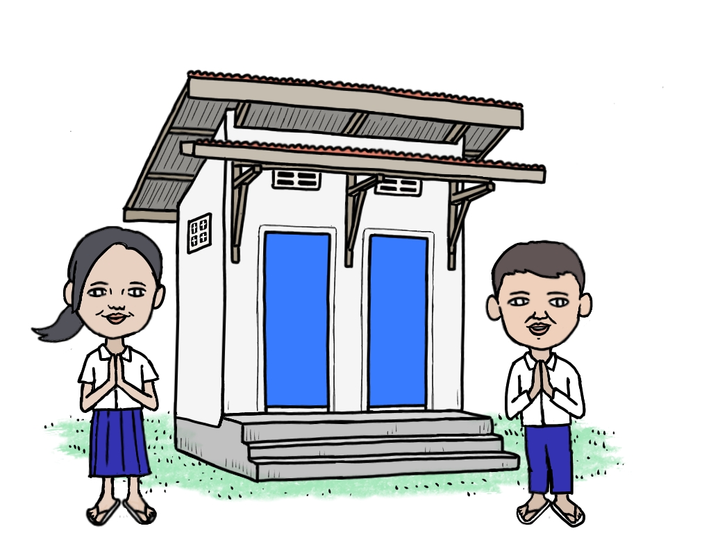 完成したカンボジアの小学校のトイレ